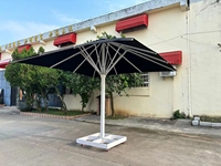 Grand Parapluie Commercial Carré en Aluminium de 5x5m Pliable Imperméable Anti-UV pour Mobilier d'Extérieur Hôtels Cours Parcs