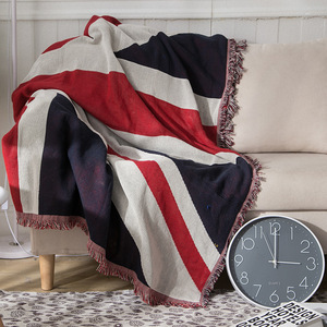 Coperta Decorativa Vintage con Bandiera Americana e Britannica, Tessuto Jacquard, per Divano e Letto - Product Image 6