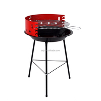 Barbecue au charbon de bois rond en acier SEJR, portable, hauteur réglable, pour jardin, 51,5 x 48 x 73,5 cm