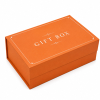 Boîte cadeau magnétique orange de luxe, boîte rigide en carton avec couvercle rabattable, logo personnalisé, emballage de luxe pour vêtements, bijoux, souvenirs