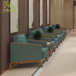 Canapé d'attente moderne en cuir PU avec pieds en bois de frêne massif, chaise de réception médicale facile à nettoyer, mobilier pour espaces publics - Product Image 3