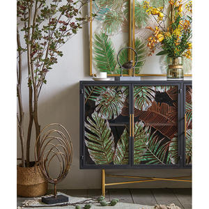 Mobili per soggiorno <span class=keywords><strong>con</strong></span> 3 porte in vetro console da buffet moderna credenza retrò per casa villa sala da pranzo armadietto - Product Image 2