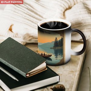 Frosted Black <b>Ceramic</b> <b>Mug</b> 11oz Heat Changing Magic Cup Happy Hour Design - Product Image 3