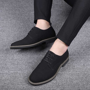 Chaussures décontractées givrées pour hommes à bout rond, en daim britannique, style business, à lacets, tendance mode, grandes tailles - Product Image 6