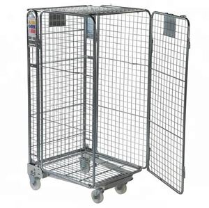 Heavy Duty Warehouse Wire Mesh Roll Cage <b>Trolley</b> Storage Cart <b>Foldable</b> Logistics Transport Container with Wheels for Industrial - Product Image 6