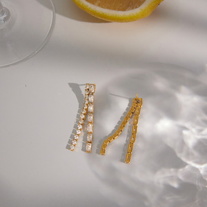 Geometric Crystal Stud Earrings Stainless Steel Channel Setting Party Jewelry - Product Image 4