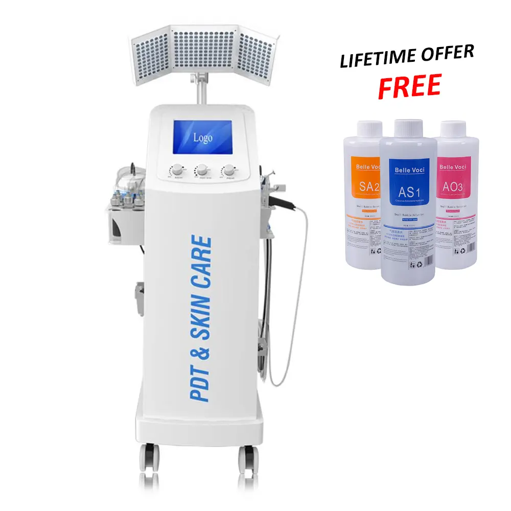 8 in 1 Professional oxygen facial machine oxygen mask H2 O2 hydro dermabrasion machine with LED mask