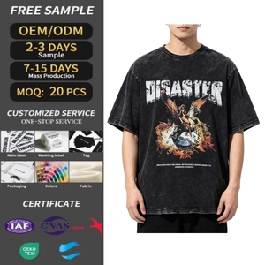 Camiseta Personalizada de 380 g/m², Lavada, con Estampado Digital, Talla Grande, para Hombre, 100% Algodón Jersey, Transpirable, Casual, Corte Holgado, Manga Corta - Product Image 1