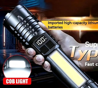 Linternas LED Recargables Portátiles de Alta Potencia con Pantalla, Zoom, Lámpara Táctica con Luces Laterales de Emergencia