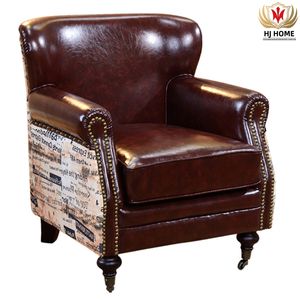 Sillón de Cuero Estilo Americano Retro Vintage Clásico para Sala de Estar, Muebles de Salón para Fumadores de Cigarros, Color Marrón Antiguo, HJ HOME - Product Image 2