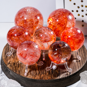 Tự nhiên màu đỏ lửa thạch anh Sphere Tay Chạm Khắc tinh thần Fengshui đá lớn tinh thể tự nhiên bóng đỏ lửa thạch anh quả bóng - Product Image 1