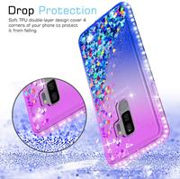 Qianleyi — housse scintillante pour samsung S9 plus, lot de 2, pochettes pour téléphone portable et housse arrière avec verre trempé