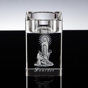 Bougeoir <span class=keywords><strong>en</strong></span> <span class=keywords><strong>verre</strong></span> transparent fait à la main, chandelier <span class=keywords><strong>en</strong></span> cristal personnalisé gravé <span class=keywords><strong>en</strong></span> 3D - Product Image 5