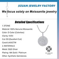 Collier Pendentif Rond Lettre Arabe Moissanite Pavée Plaqué Or 18K Argent Sterling S925 Style Hip-Hop Rétro Pour Rappeur