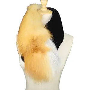 MWFur Luxury Whole Fox Skin Collar Fox Fur Scarf with Rex Rabbit Fur Fashion Real Fox Scarf For Women