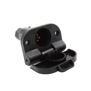 Trailer <b>Plug</b> 7 Pin Round Male Socket <b>12V</b> 24V Black Plastic Rv Connector Adapter - Product Image 1