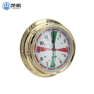 Quartz Ship <b>Clock</b> Brass Case Round Wall <b>Clock</b> Battery Operated Traditional Design 370201 - Product Image 2