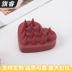 Silicone Scalp Massage Brush Claret Color For Wet And Dry Use Hair Care Device - Product Image 2