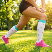 Cinq paires de chaussettes de compression pour femmes, 15-20 mmHg, graduées, en spandex/nylon, hauteur genou - Chaussettes d'été respirantes et écologiques pour le voyage
