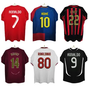 Grosir kaus 7/8 klasik Retro Vintage Ronaldo Jersey sepak bola Thailand dengan pakaian seragam sepak bola cetak Digital