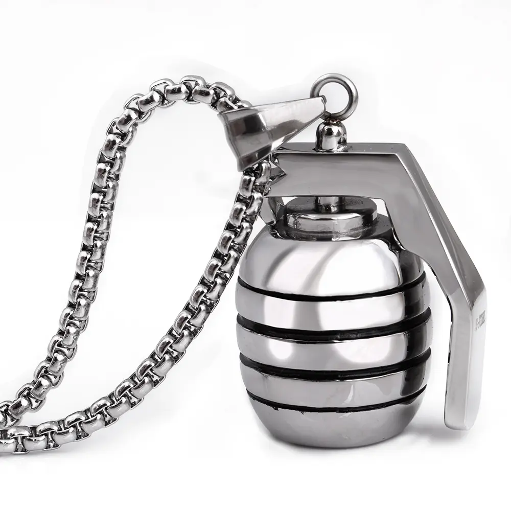 Veterans Memorial Stainless Steel Hand Grenade Necklaces Special Forces Creative Bold Grenade Pendant Necklace