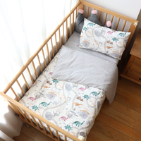 Ensemble de literie pour bébé 3 pièces en coton, linge de lit à motifs de dessins animés, kit de lit bébé pour garçon et fille, taie d'oreiller, housse de couette, drap, taille personnalisée pour enfants