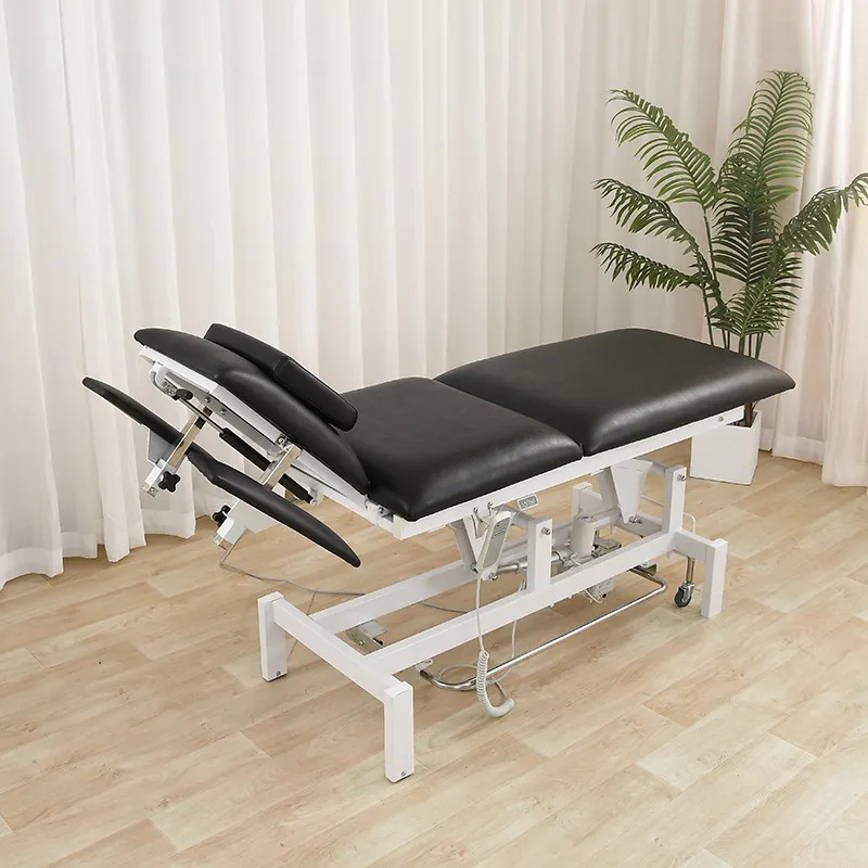 Màu đen điện Beauty Salon giường Chuyên Nghiệp Đầu spa massage giường mặt ghế