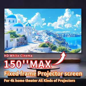 Alta calidad 84 92 100 110 <span class=keywords><strong>120</strong></span> 130 150 pulgadas Marco de pared 16:9 PVC blanco suave borde estrecho 1 <span class=keywords><strong>cm</strong></span> pantalla de proyección de proyector <span class=keywords><strong>fija</strong></span> - Product Image 2