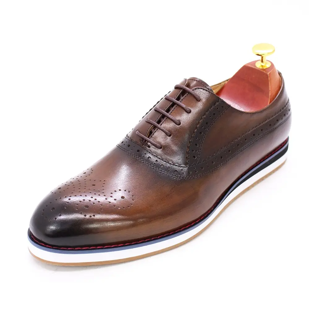 Leather men dress shoes new fashion design flat sole casual leather shoes comfortable and durable for office party wedding