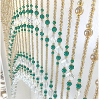 Nouveau rideau suspendu en perles de verre vert paon avec style et motifs sculptés, idéal pour les entrées, les chambres et les portes des toilettes
