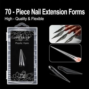 70 Uñas Postizas Extra Largas, Moldes de Uñas Artificiales, Puntas de Extensión de Doble Forma, Plástico para Construcción Rápida de Uñas de Gel, Herramienta de Manicura Profesional - Product Image 3