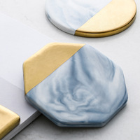 Sous-verres carrés ronds avec bordure dorée, sous-verres en céramique avec Base en liège, vente en gros