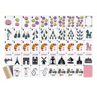 160PCS Set Mahjong Resin Amerika dengan Cetakan Landmark & Makanan Penutup Bergaya Prancis, Pabrik OEM ODM