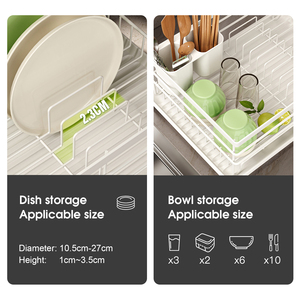 Escurridor Secaplatos <span class=keywords><strong>de</strong></span> Cocina para Encimera con Rejilla para Platos y Tazones y Bandeja <span class=keywords><strong>de</strong></span> Drenaje - Product Image 3