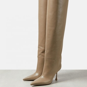 Bottes longues à talons personnalisées pour femmes, talons hauts, bout pointu, bottines sexy à hauteur du genou sur talon aiguille, chaussures de soirée à talon aiguille - Product Image 2