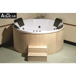 Wuyiya — grande <span class=keywords><strong>baignoire</strong></span> <span class=keywords><strong>japonaise</strong></span> en <span class=keywords><strong>bois</strong></span>, trempée et massage, autoportante, ronde, système d'hydro - Product Image 1