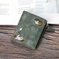 Dompet gaya Jeans Kitty bordir pola kanvas gesper dekorasi saku ponsel tas wanita dompet koin