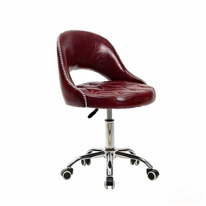 K Black <b>Adjustable</b> Barber Chair Quilted Upholstered Salon <b>Stool</b> Swivel Rolling Back Chair for Beauty Studio - Product Image 6