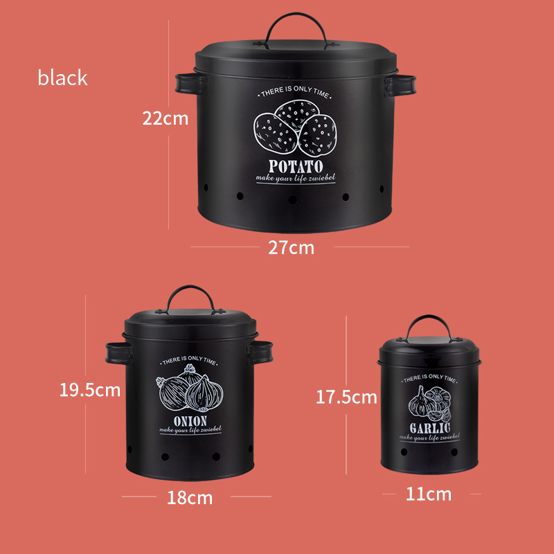 ZICOTO Set Di 2 Contenitori In Metallo Per Alimenti, Perfetti Per Conservare Patate, Cipolle, Aglio E Verdura, Design Da Cucina