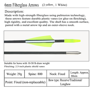 Nhà máy trực tiếp 6mm sợi thủy tinh đào tạo mũi tên với outsert mũi tên lời khuyên cho ngoài trời/lĩnh vực recurve thẳng kéo cung cho thể thao - Product Image 4