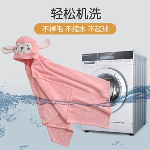 Toalla de baño con capucha para niños, forro polar coral, 70x140cm, altamente absorbente, tipo pañuelo para niños - Product Image 3