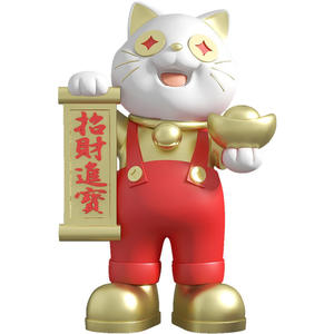 Sculpture de chat porte-bonheur en résine, artisanale, peinte à la main, tendance, décoration de bureau/caisse enregistreuse, petit cadeau créatif - Product Image 1