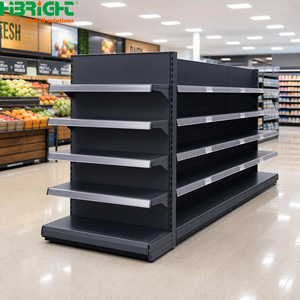 Estanterías Góndola de Doble Cara Reforzadas, Exhibidores Metálicos Negros con Estantes Perforados para Supermercados y Tiendas Minoristas - Product Image 2