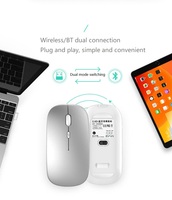 Ratón inalámbrico BT de modo Dual con función de escritorio, Mouse silencioso recargable con función de emparejamiento BT para ordenador portátil y PC, nuevo