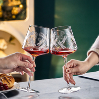 Verre à vin rouge à pied en cristal transparent, sans plomb, style européen, pour la maison et les restaurants, verres à vin à pied multi-capacités