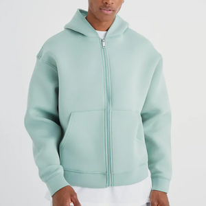 Sudadera con capucha para hombre, azul cielo, 100% algodón, corte holgado, sin cordones, con cremallera, teñido liso, estilo deportivo, MOQ bajo - Product Image 1