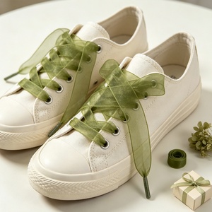 Cordones de Organza de 25 mm de Ancho, Planos, Transparentes, con Extremos de Plástico, Decorativos para Zapatillas y Zapatos de Lona - Product Image 4