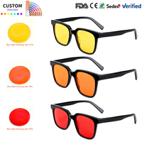 Lunettes anti-lumière bleue en acétate CR39 orange, taux de blocage de la lumière bleue à 99 %, logo personnalisé, lunettes de sommeil en gros pour homme et femme