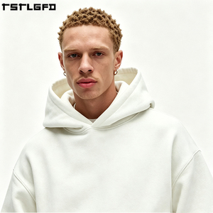 Custom Embossed <b>Hoodie</b> Heavyweight Bone <b>White</b> <b>Oversized</b> Boxy Fit Streetwear Minimalist Pullover Wholesale Bulk - Product Image 2