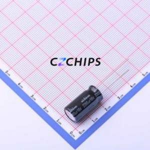 Condensateur électrolytique en aluminium à montage traversant UVK1C222MPD, composant à montage traversant THT, D10xL20mm 2200uF 20% 16V 1A-120Hz - Product Image 1